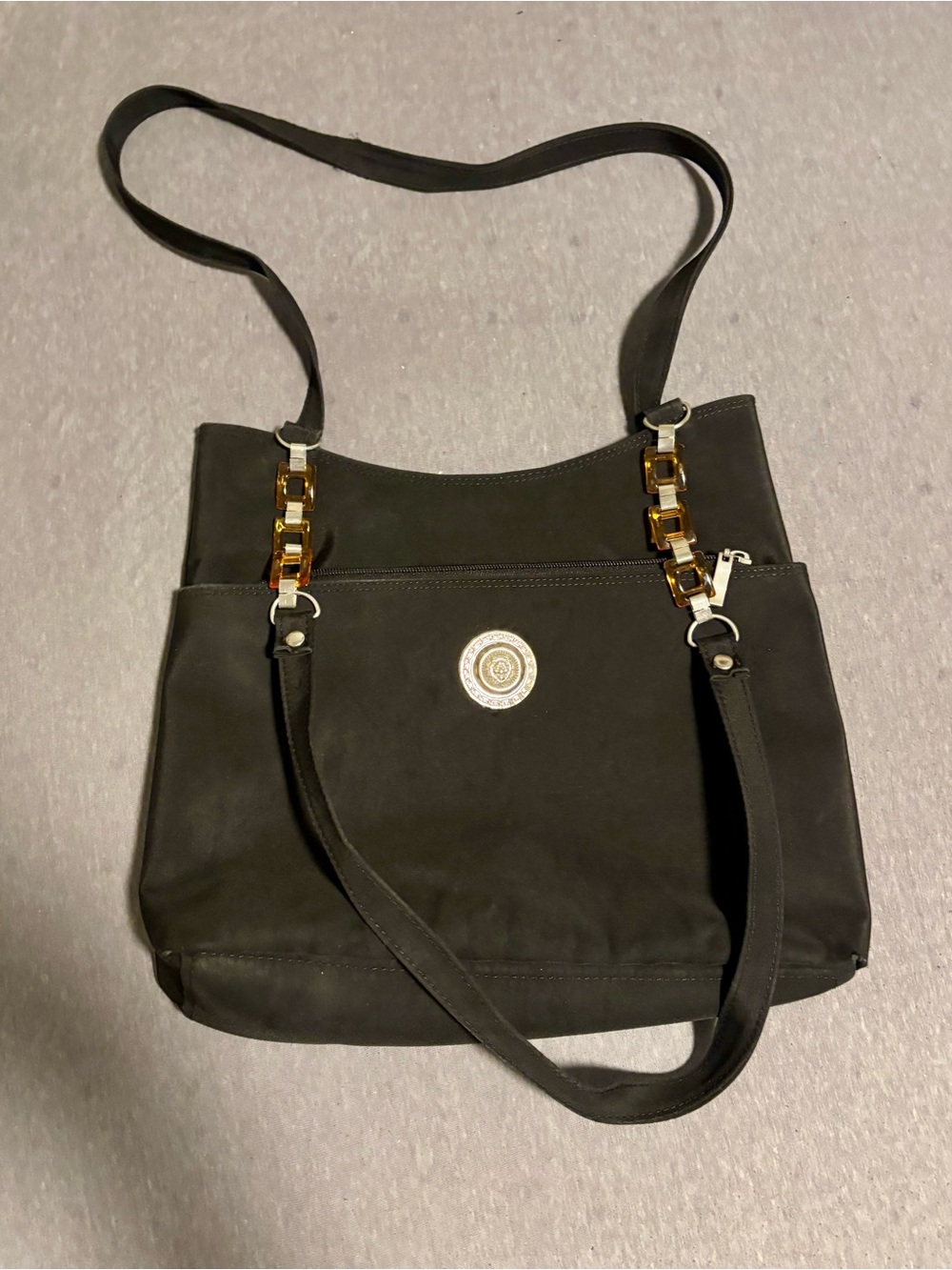 4 for $25- Tortoiseshell Chain Nylon Shoulder Bag with Medusa Medallion